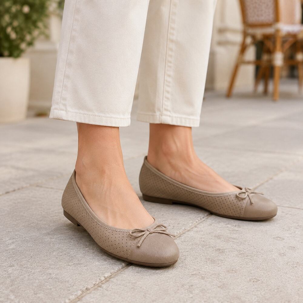 Josef Siebel Pippa Perforated Ballet Flats in Tan. Women's Size 37 or 6.5 US